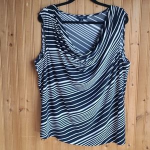 Chaps Striped Sleeveless Cowl Neck Top 3X